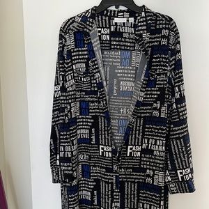 New York & Company XL Black Script Shirtdress